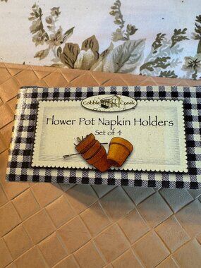 Cobble Creek Set of 4 Terracotta Flower Pot Napkin Holders Garden Farmhouse